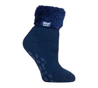 HEAT HOLDERS Ladies Lounge Feather Turn Over Cuff Socks with Grips 1 Pair | Cosy, Warm Slipper Socks, Soft, Non-Slip Gripper, Gift Idea