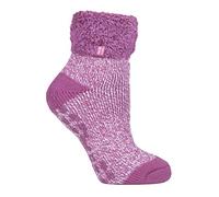 HEAT HOLDERS Ladies Lounge Feather Turn Over Cuff Socks with Grips 1 Pair | Cosy, Warm Slipper Socks, Soft, Non-Slip Gripper, Gift Idea