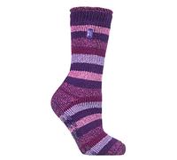 HEAT HOLDERS Ladies Lounge Feather Turn Over Cuff Socks with Grips 1 Pair | Cosy, Warm Slipper Socks, Soft, Non-Slip Gripper, Gift Idea