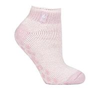 HEAT HOLDERS - Ladies Low Cut Ankle Slipper Socks with Non Slip Rubber Sole (4-7, Dusted Pink (Pisa))