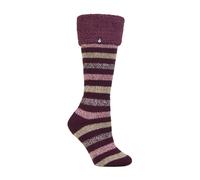 Heat Holders Ladies Multicoloured Striped Patterned Long Wellington Boot Thermal Socks - 4-8 UK - Cabernet