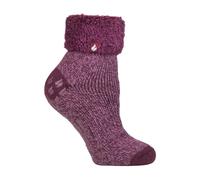 Heat Holders Ladies Non Slip Thermal Low Cut Ankle Slipper Bed Socks with Grips - 4-8 UK - Rose/ Mauve (Queenstown)