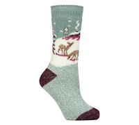 HEAT HOLDERS SOCKSHOP Women's Socks - 2.3 TOG Thermal, Warm, Cosy, Patterned, Pack of 1 Size 4-8 Fawn Landscape Sage Green 4-8