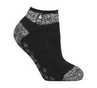 HEAT HOLDERS - Ladies Low Cut Ankle Slipper Socks with Non Slip Rubber Sole (4-7, Black (Pisa))
