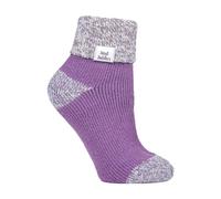 Heat Holders Ladies Ribbed Cuff Thermal Bed Socks for Lounging Around - 4-8 UK - Lilac (S Rib)