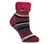 Heat Holders Ladies Soft Stripe Lounge Socks for Winter - 4-8 UK - Raspberrry