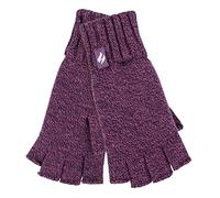 HEAT HOLDERS Ladies Solid Knitted Fingerless Gloves Ideal for Smartphone | Keeps Hands Warm in Winter (One Size, Purple Twist)