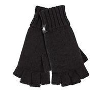 HEAT HOLDERS Ladies Solid Knitted Fingerless Gloves Ideal for Smartphone | Keeps Hands Warm in Winter (One Size, Black)