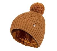 HEAT HOLDERS Ladies Thermal Cable Beanie Hat Winter Knitted Pom Pom Hat | Soft Ribbed Bobble Hat (One Size, Mustard)