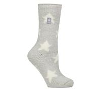 HEAT HOLDERS - Ladies Thermal Socks for Winter | Outdoor & Indoor Socks | Cuddly & Fluffy | Gifts for Women (UK, Numeric, 4, 8, Regular, Regular, Grey Stars)