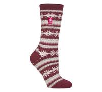 HEAT HOLDERS Ladies Thermal Socks Lite Socks | Breathable Thick Winter Warm Socks for Womens (UK, Numeric, 4, 8, Regular, Regular, Raspberry Fairisle)