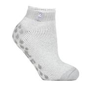 HEAT HOLDERS Ladies Thermal Winter warm Non-Slip Ankle Slipper Socks UK Size 4-8 (Pisa Silver Grey)