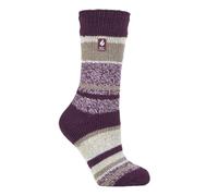 HEAT HOLDERS Ladies Thermal Winter Warm Original Twist Stripe Socks (Provence Plum)