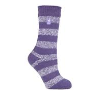 HEAT HOLDERS Ladies Thermal Winter Warm Original Twist Stripe Socks (Tuscany Mulberry Purple/White)