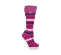 HEAT HOLDERS Ladies Thermal Winter Warm Wellington Boot Socks UK Size 4-8 (Hellebore Fuchsia Stripe)