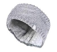 Heat Holders - Ladies Thick Cable Knitted Fleece Lined Thermal Winter Empty Skull Ear Warmer Headband (One Size, Light Grey)