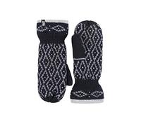 HEAT HOLDERS - Ladies Thick Fleece Lined Insulated Warm Knitted Winter Thermal Mittens (One Size, Black)