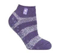 Heat Holders Ladies Thick Warm 2.3 Tog Thermal Low Cut Ankle Slipper Socks - 4-8 UK - Mulberry Purple/ White (Valencia)