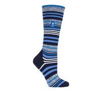 HEAT HOLDERS SOCKSHOP Ladies 1.0 TOG Apres Ski Ultra Lite Ski Socks Pack of 1 Navy Stripe 4-8