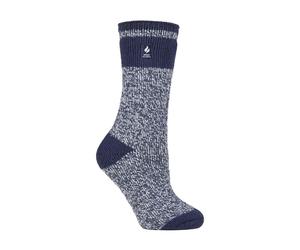 Heat Holders Ladies Twist Patterned Thick Winter Warm Thermal Socks - 4-8 UK - Soft Navy (Sydney)