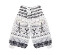 HEAT HOLDERS - Ladies Warm Fairisle Patterned Thermal Fingerless Winter Mittens Converter Gloves (One Size, Cream (Stockholm))