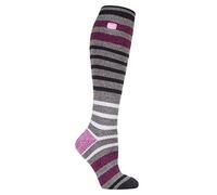 HEAT HOLDERS Lite - Ladies Thin Extra Long Knee High 1.6 TOG Patterned Winter Warm Thermal Socks (4-8 UK, Houghton)