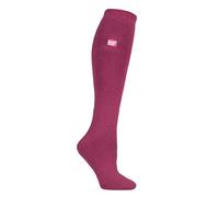 HEAT HOLDERS Lite - Ladies Thin Extra Long Knee High 1.6 TOG Patterned Winter Warm Thermal Socks (4-8 UK, Raspberry)