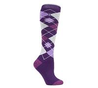 HEAT HOLDERS LITE - Ladies Thin Extra Long Knee High Warm Thermal Socks in Funky Quirky Patterns for Winter (4-8 UK, Purple Argyle)