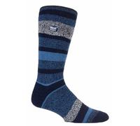 Heat Holders Lite - Mens 1.6 TOG Thermal Casual Socks 6-11 UK - Blue & White Nylon - Size UK 6-11