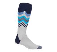 HEAT HOLDERS LITE - Mens Thermal Ultra Thin Funky Ski Socks - Knee High Length with Padded Heel & Toe (6-11 UK, Grey Zig Zag)