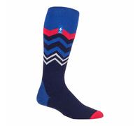 Heat Holders LITE - Mens Thermal Ultra Thin Funky Ski Socks - Knee High Length with Padded Heel & Toe (6-11 UK, Dark Blue Zig Zag)