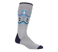 HEAT HOLDERS LITE - Mens Thermal Ultra Thin Funky Ski Socks - Knee High Length with Padded Heel & Toe (6-11 UK, Grey Fairisle)
