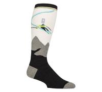 HEAT HOLDERS LITE - Mens Thermal Ultra Thin Funky Ski Socks - Knee High Length with Padded Heel & Toe (UK, Alpha, One Size, Regular, Regular, Black/Grey)