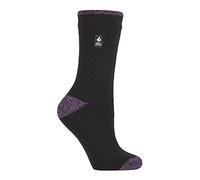HEAT HOLDERS Lite - Womens Insulated Thermal Socks | Multiple Designs Including Argyle Stripes Hearts Stars | Warm Socks for Winter (4-7, Black/Purple H&T (Tenerife))