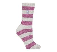 HEAT HOLDERS Lite - Womens Insulated Thermal Socks | Multiple Designs Including Argyle Stripes Hearts Stars | Warm Socks for Winter (4-7, Light Grey/Berry (Bologna))