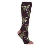 HEAT HOLDERS Long Wellington Boots Socks For Women Lite | Cute Floral Patterned Thermal Welly Socks (4-8, Snowdrops/Mulberry)