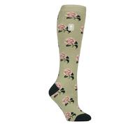 HEAT HOLDERS Long Wellington Boots Socks For Women Lite | Cute Floral Patterned Thermal Welly Socks (4-8, Roses/Sage)