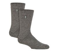 Heat Holders Mens 2 Pack Merino Wool Thermal Socks - 6-11 UK - Grey Twist