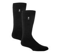Heat Holders Mens 2 Pack Original Thermal Brushing Socks - Black Cotton - Size UK 12-14