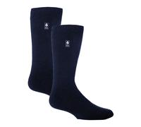 Heat Holders Mens 2 Pack Original Thermal Brushing Socks - Blue/Navy Cotton - Size UK 6-11