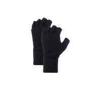 HEAT HOLDERS 2 Pack Mens Fingerless Gloves with Grip Mens Winter Gloves Half Finger | Fleece Warm Knitted Gloves (One Size, Black)