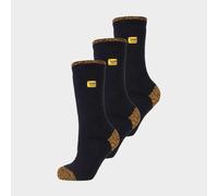 Heat Holders Men's 3-pack Unisex Winter Crew Work Socks In Black With Reinforced Heel & Toe, Black 6-11