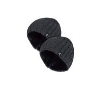 HEAT HOLDERS 2 Pack Winter Beanie Hat Insulated Fleece Lined Ribbed Hat | Thermal Warm Hat (One Size, Grey)