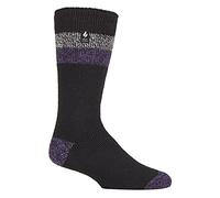 HEAT HOLDERS - Mens Extra Thick Thermal Socks for Winter | Warm Fluffy Fleece Insulated Socks | Gifts for Men (6-11, Black/Purple (Berlin))