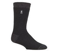 HEAT HOLDERS - Mens Extra Thick Thermal Socks for Winter | Warm Fluffy Fleece Insulated Socks | Gifts for Men (6-11, Black/Charcoal Heel & Toe (Berlin))