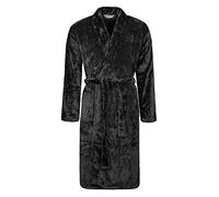 HEAT HOLDERS Mens Fleece Dressing Gown Luxury Soft Winter Warm Bathrobe without Hood (UK, Alpha, M, Regular, Regular, Black)