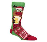 HEAT HOLDERS Men's Fluffy Christmas Thermal Socks | Fuzzy Novelty Winter Lite Socks | Xmas Gift (6-11, Brewdolph)