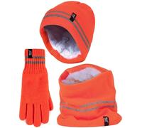 Heat Holders Mens Hi Vis Hat, Neck Warmer & Gloves Winter Set - - Size: L-XL
