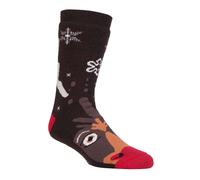 Heat Holders Womens Mens Ladies Thermal Christmas Non Slip Slipper Socks with Grippers - Brown - Size 6-11
