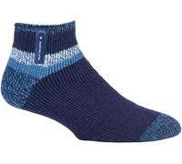 HEAT HOLDERS - Mens Warm Luxury Fluffy Fleece Lined Lounge Sleep Bed Socks (6-11 UK, Navy Block Stripe (Aubin))